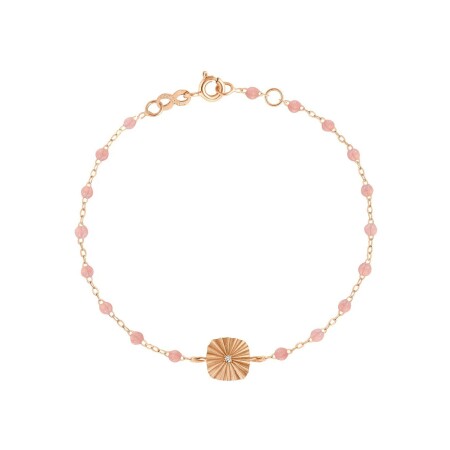 Bracelet Gigi Clozeau Miss Lumière en or rose, résine blush et diamant, 17cm