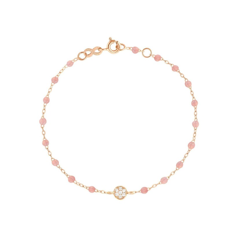 Bracelet Gigi Clozeau Puce en or rose, résine blush et diamants, 15cm