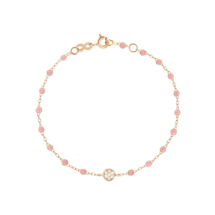 Bracelet Gigi Clozeau Puce en or rose, résine Blush et diamants, taille 17cm