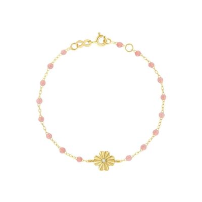 Bracelet Gigi Clozeau Trèfle Lumière en or jaune, résine blush et diamant, 17cm