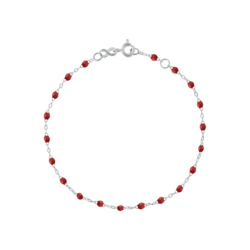 Bracelet Gigi Clozeau Classique en or blanc et résine bordeaux, 15cm