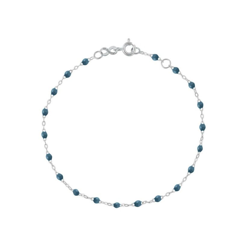 Bracelet Gigi Clozeau Classique en or blanc et résine bleu céleste, 15cm