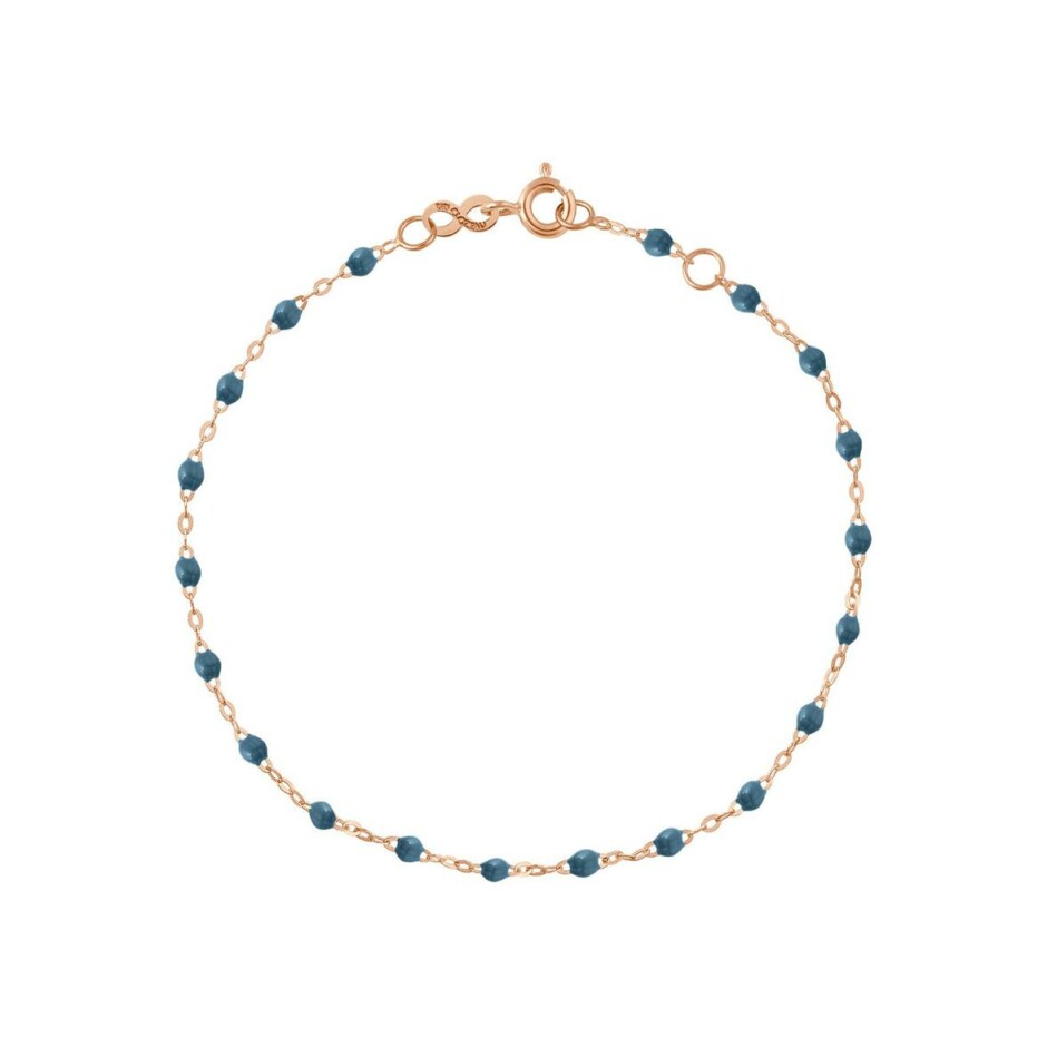 Bracelet Gigi Clozeau Classique en or rose et résine bleu céleste, 15cm