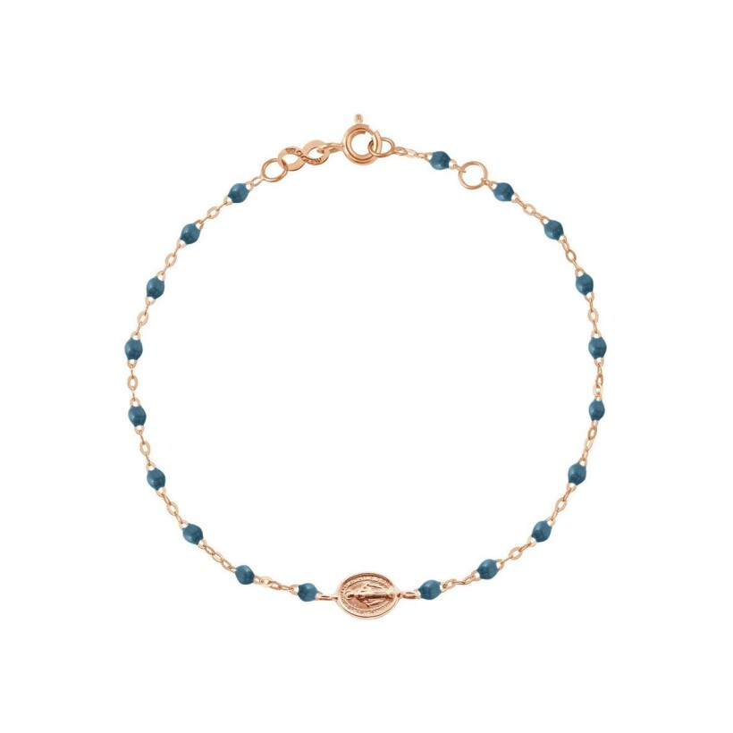 Bracelet Gigi Clozeau Madone en or rose et résine bleu céleste, taille 17cm