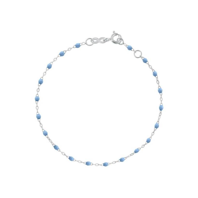 Bracelet Gigi Clozeau Classique en or blanc et résine bleu ciel, 15cm