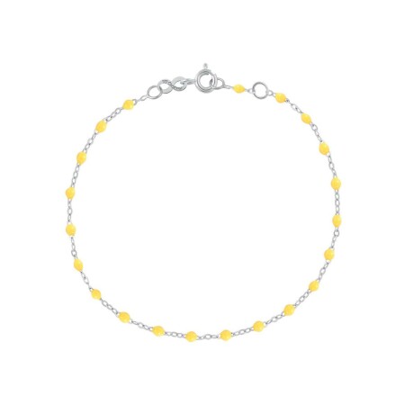 Bracelet Gigi Clozeau Classique en or blanc et résine jaune citron, 17cm