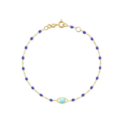 Bracelet Gigi Clozeau Eye en or jaune et résine bleuet, taille 17cm