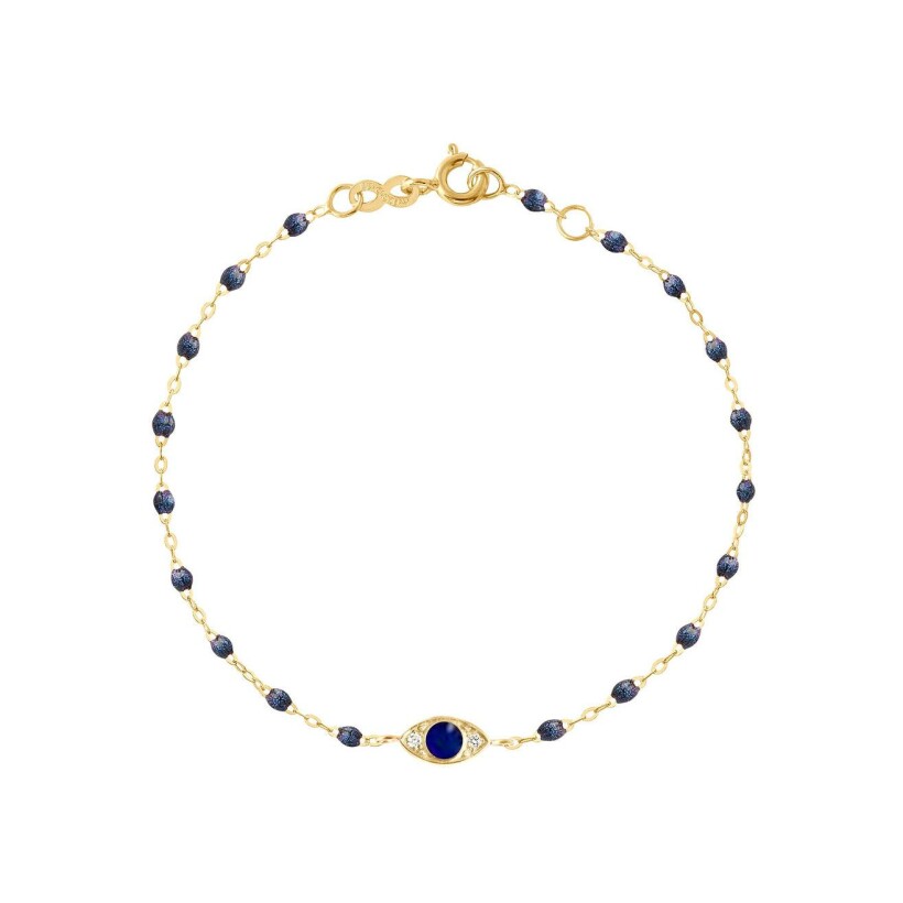 Bracelet Gigi Clozeau Eye en or jaune, résine bleu nuit et diamants, taille 17cm