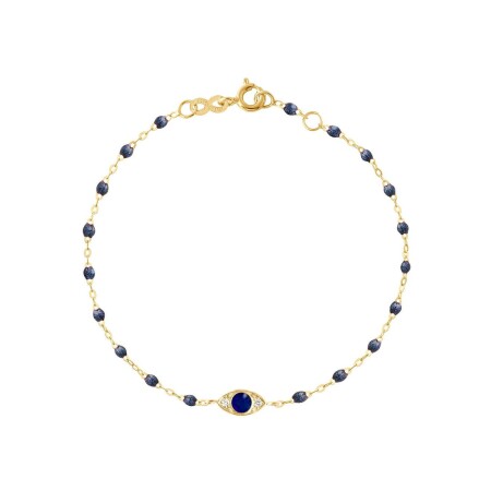 Bracelet Gigi Clozeau Eye en or jaune, résine bleu nuit et diamants, taille 17cm