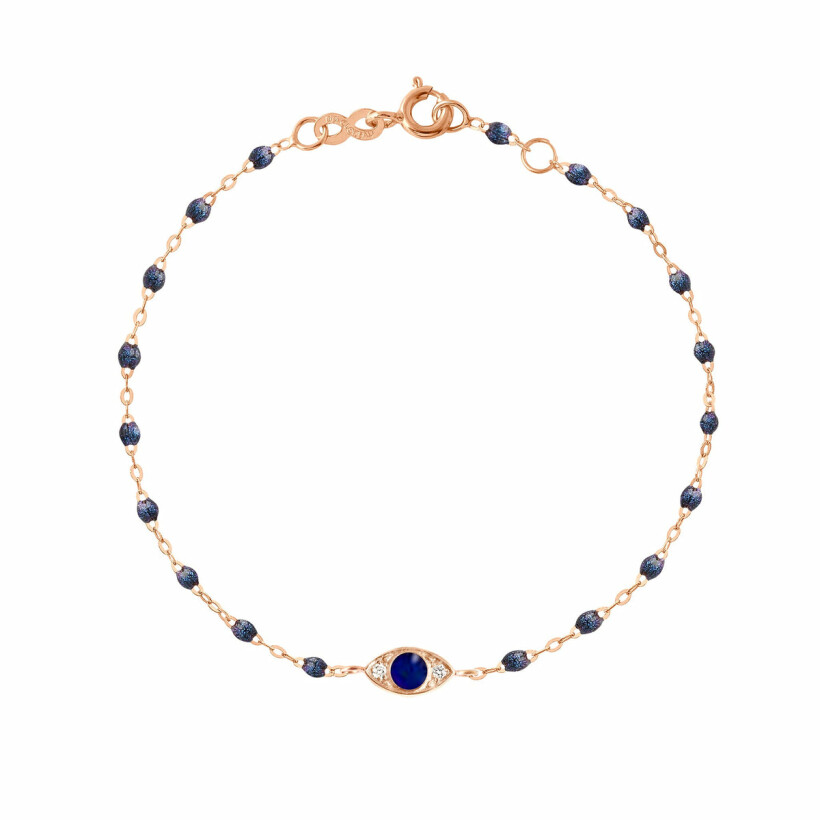 Bracelet Gigi Clozeau Eye en or rose, résine bleu nuit et diamants, 17cm