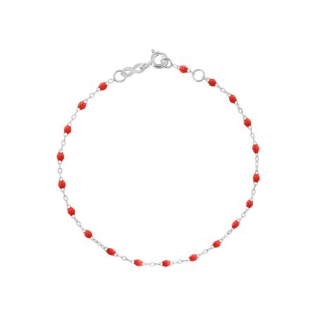 Bracelet Gigi Clozeau Classique en or blanc et résine coquelicot, 18cm