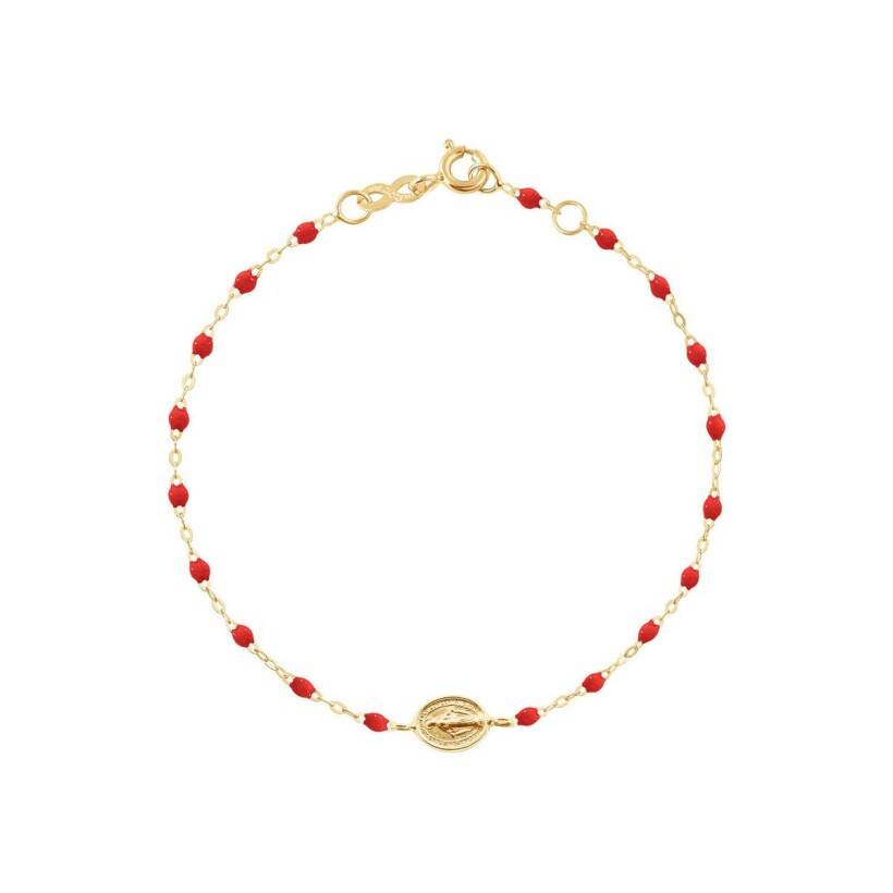 Bracelet Gigi Clozeau Madone en or jaune et résine coquelicot, taille 17cm