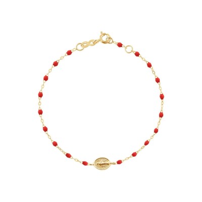 Bracelet Gigi Clozeau Madone en or jaune et résine coquelicot, taille 17cm