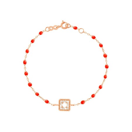 Bracelet Gigi Clozeau Trèsor en or rose, résine corail et diamants, taille 17cm