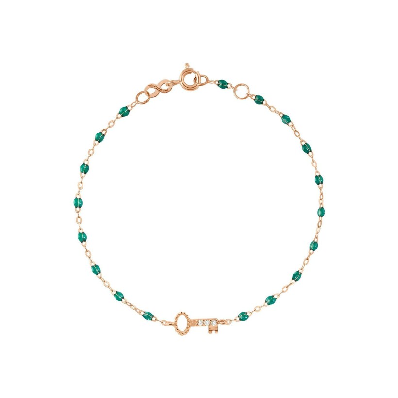 Gigi Clozeau Clé bracelet, rose gold, green emerald resin, diamonds, size 17cm