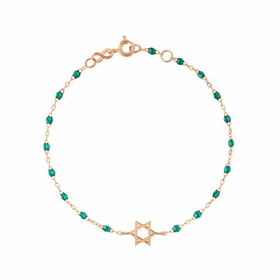 Bracelet Gigi Clozeau Etoile de David en or rose et résine vert émeraude, 17cm