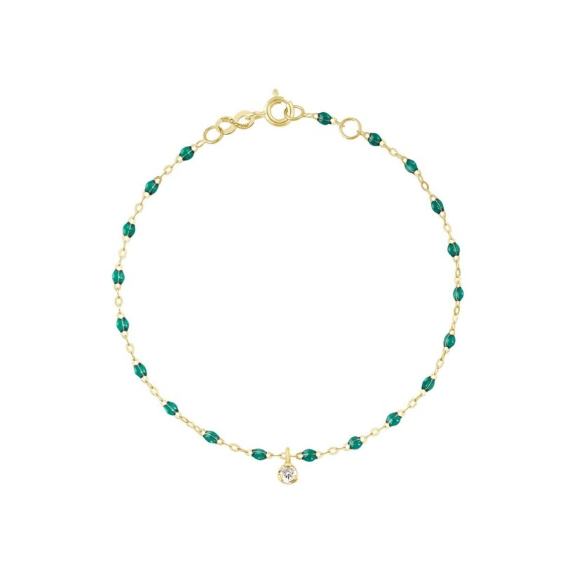 Bracelet Gigi Clozeau Gigi Suprême en or jaune, résine vert émeraude et diamants, taille 17cm