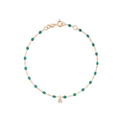 Bracelet Gigi Clozeau Gigi Suprême en or rose, résine vert émeraude et diamants, taille 17cm