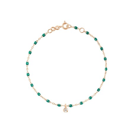 Bracelet Gigi Clozeau Gigi Suprême en or rose, résine vert émeraude et diamants, taille 17cm