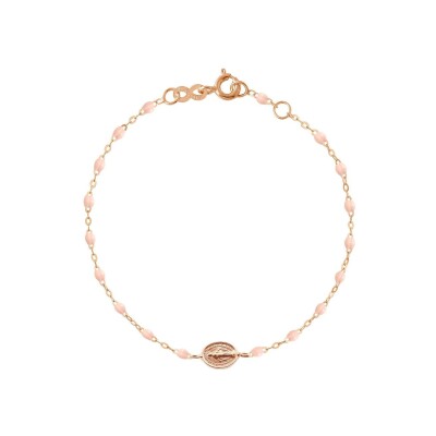 Gigi Clozeau Madone bracelet, rose gold, baby pink resin, size 15cm