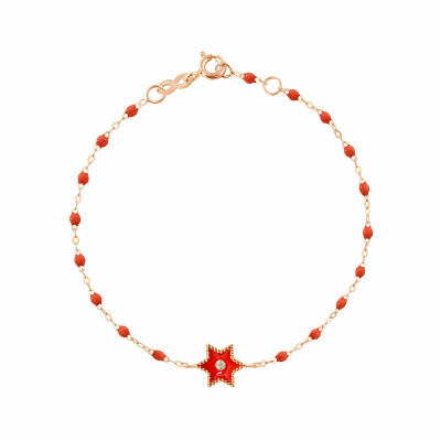 Gigi Clozeau Etoile Star bracelet, rose gold, coral resin and diamond, 17cm