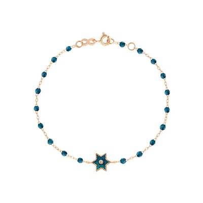 Bracelet Gigi Clozeau Etoile Star en or rose, résine jungle et diamant, taille 17cm