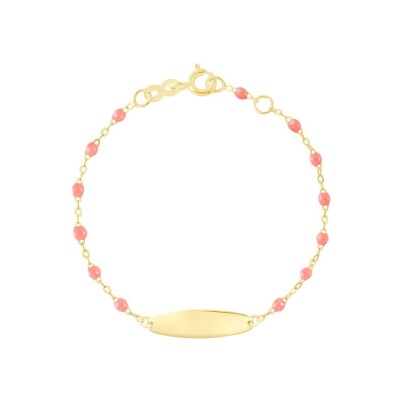 Bracelet Gigi Clozeau Little Gigi en or jaune et résine fushia, taille 13cm