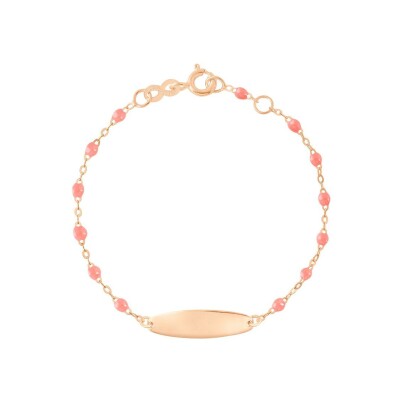 Bracelet Gigi Clozeau Little Gigi en or rose et résine fushia, taille 13cm