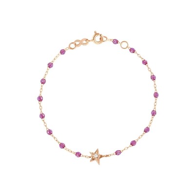 Bracelet Gigi Clozeau Etoile en or rose, résine galaxy et diamants, taille 17cm