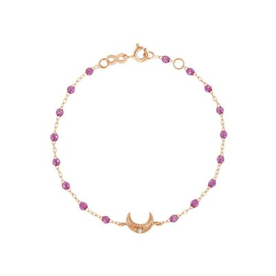 Bracelet Gigi Clozeau Lune en or rose, résine galaxy et diamant, 17cm