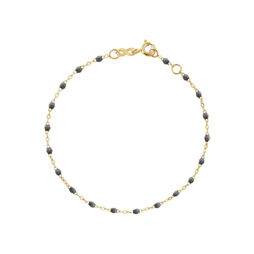 Bracelet Gigi Clozeau Classique en or jaune et résine gris foncé, 15cm