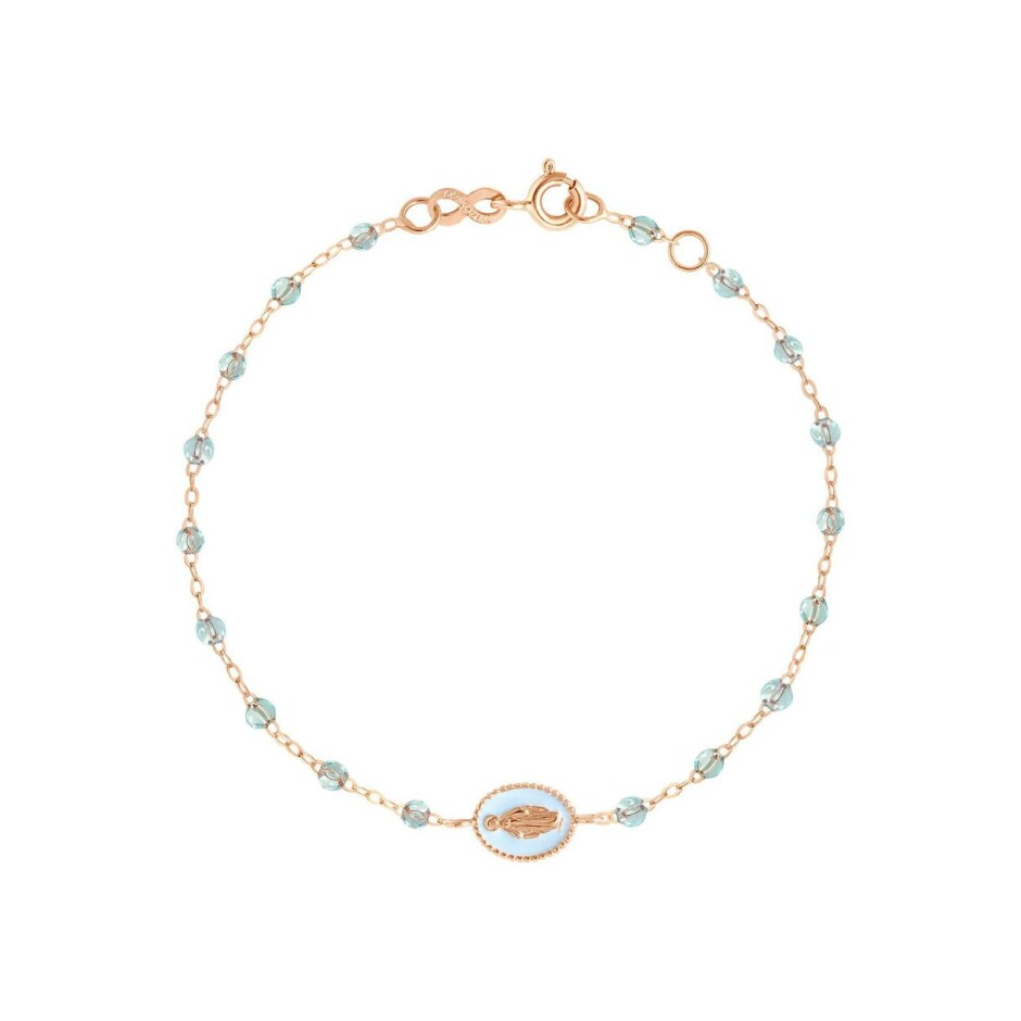 Bracelet Gigi Clozeau Madone en or rose et résine bleu layette, taille 17cm