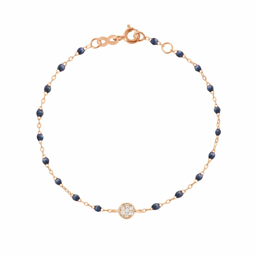 Bracelet Gigi Clozeau Puce en or rose, résine bleu nuit et diamants, 17cm