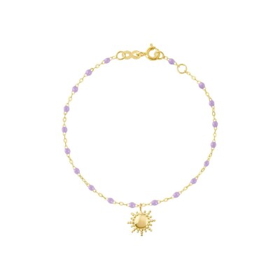 Bracelet Gigi Clozeau Soleil en or jaune et résine parme, taille 17cm