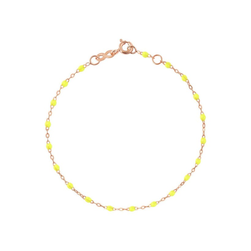Gigi Clozeau Classique bracelet, rose gold, fluorescent yellow resin, size 15cm