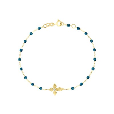 Gigi Clozeau Croix lumière bracelet, yellow gold, jungle resin and diamond, 17cm