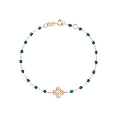 Gigi Clozeau Lucky Trèfle bracelet, rose gold, jungle resin and diamond, 17cm