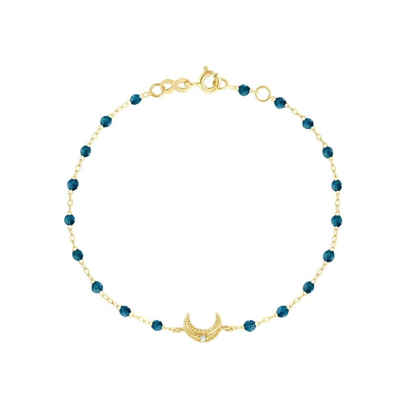 Bracelet Gigi Clozeau Lune en or jaune, résine jungle et diamant, taille 17cm