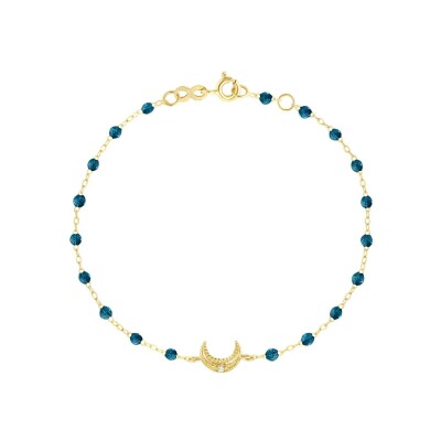 Gigi Clozeau Lune bracelet, yellow gold, jungle resin, diamond, size 17cm