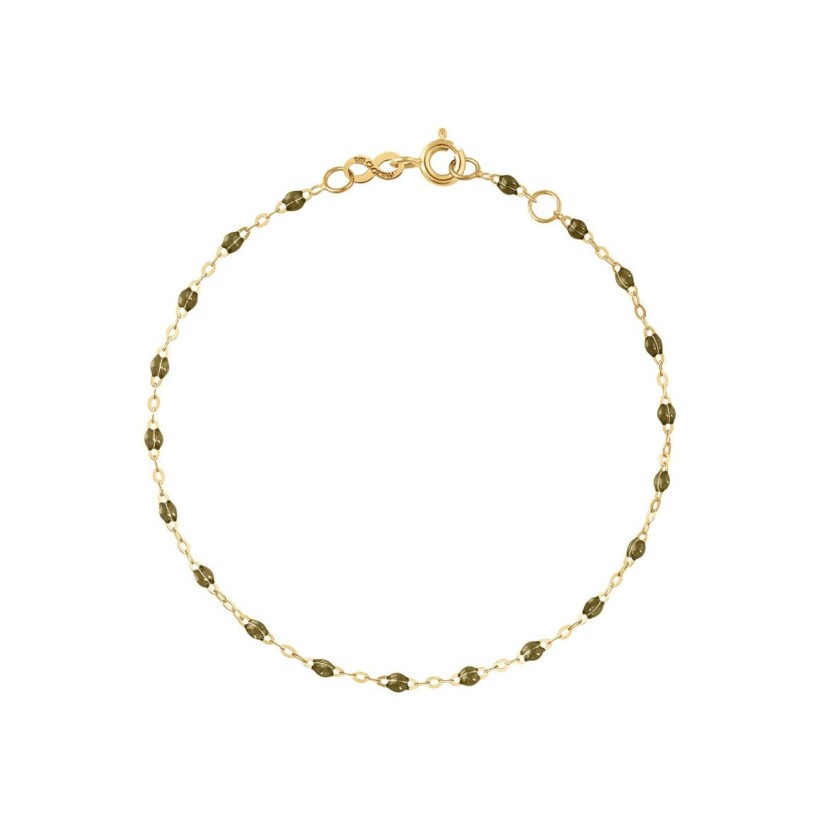 Bracelet Gigi Clozeau Classique en or jaune et résine kaki, 15cm