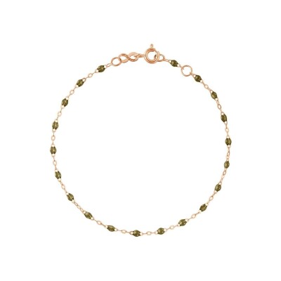 Bracelet Gigi Clozeau Classique en or rose et résine kaki, 18cm