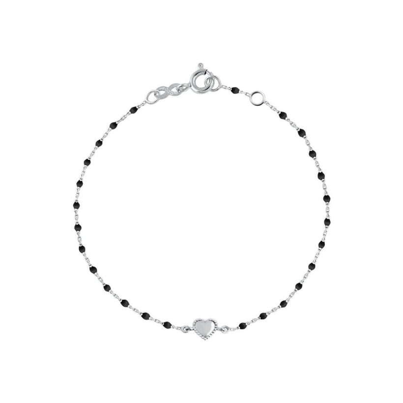 Gigi Clozeau Lucky Cœur bracelet, white gold, black resin, size 17cm