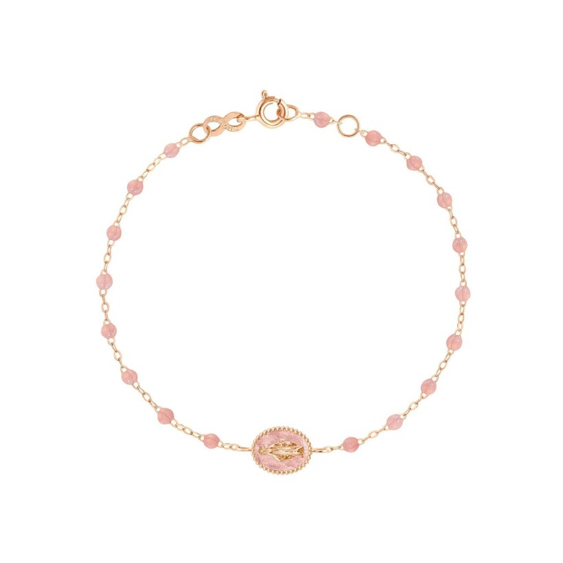 Bracelet Gigi Clozeau Madone en or rose et résine Blush, taille 17cm