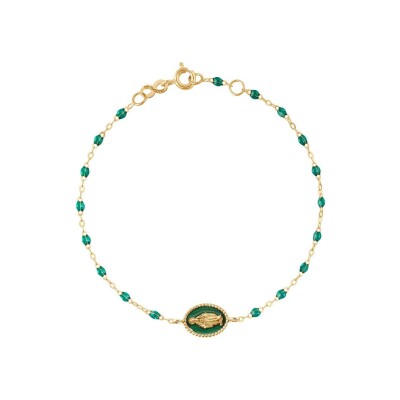 Bracelet Gigi Clozeau Madone en or jaune et résine vert émeraude, taille 17cm