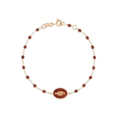 Bracelet Gigi Clozeau Madone en or rose et résine moka, 17cm