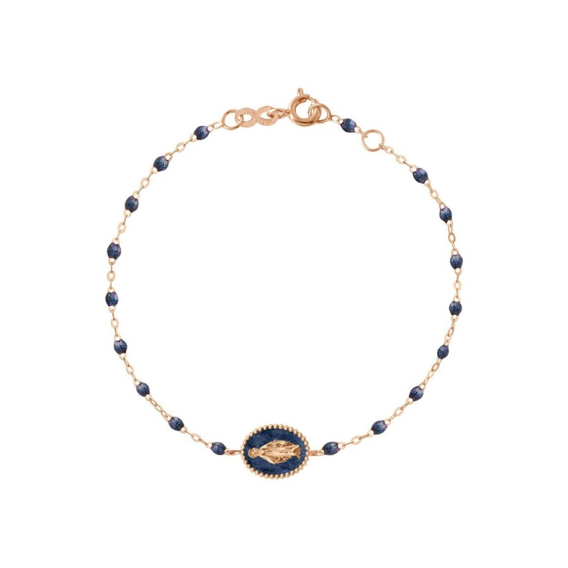 Bracelet Gigi Clozeau Madone en or rose et résine bleu nuit, taille 17cm
