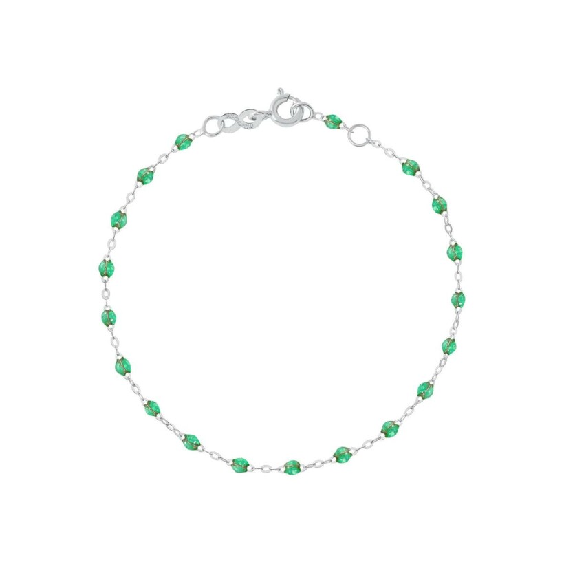 Bracelet Gigi Clozeau Classique en or blanc et résine menthe, 15cm