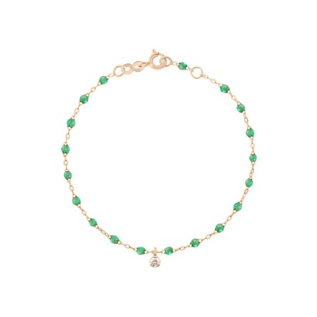 Bracelet Gigi Clozeau Gigi Suprême en or rose, résine menthe et diamants, taille 17cm