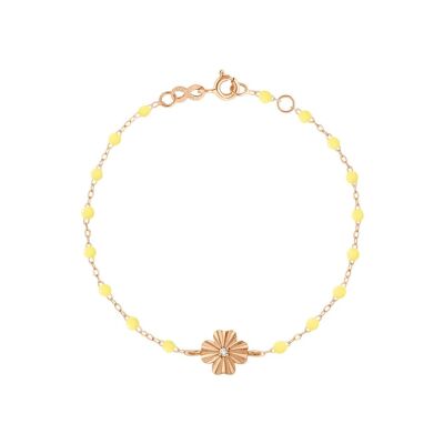 Bracelet Gigi Clozeau Trèfle Lumière en or rose, résine mimosa et diamant, 17cm