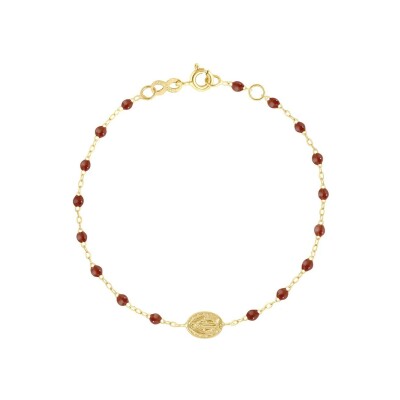 Bracelet Gigi Clozeau Madone en or jaune et résine moka, taille 17cm